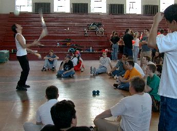 John Nations leads a workshop in club juggling